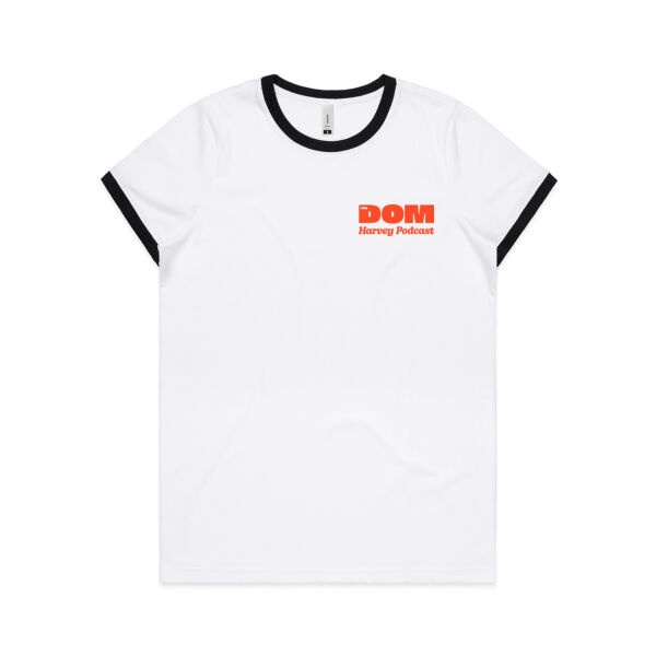 The Dom Harvey Podcast - Orange Logo - AS Colour Womens Ringer Tee Thumbnail