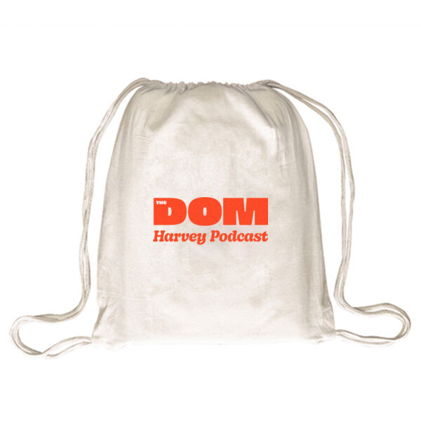 The Dom Harvey Podcast - Orange Logo - Drawstring Backpack Thumbnail